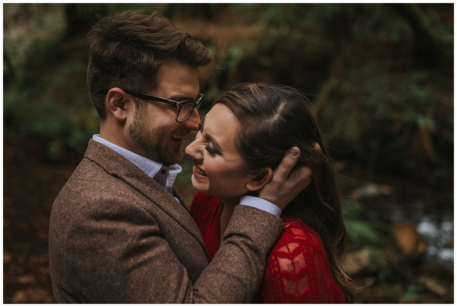 Magical woodsy engagement shoot at Purisma Creek Trail in Half Moon Bay California near san francisco bay area